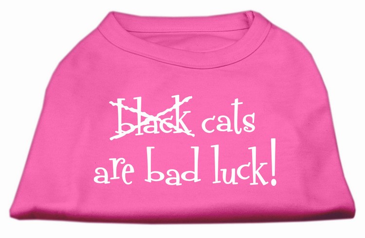 Black Cats are Bad Luck Screen Print Shirt Bright Pink XS